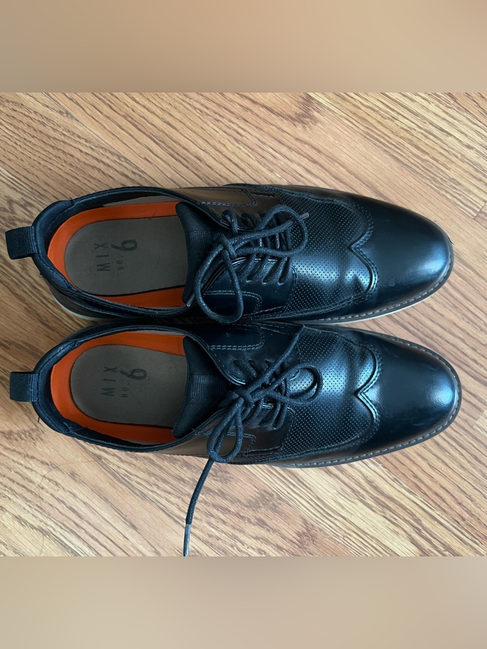 Mix No. 6 Men’s Black Leather Perforated Lace-Up Oxfords with Orange Insole